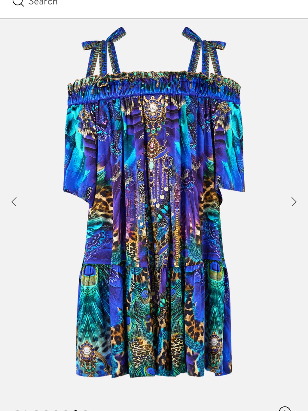 Camilla Vibrant Blue & Teal Off-Shoulder Boho Dress Size Xxl